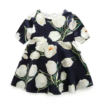 

Baby Girls Black Tulip Dress Kids Spring Flower Clothes Children Casual Dresses For 110-160cm