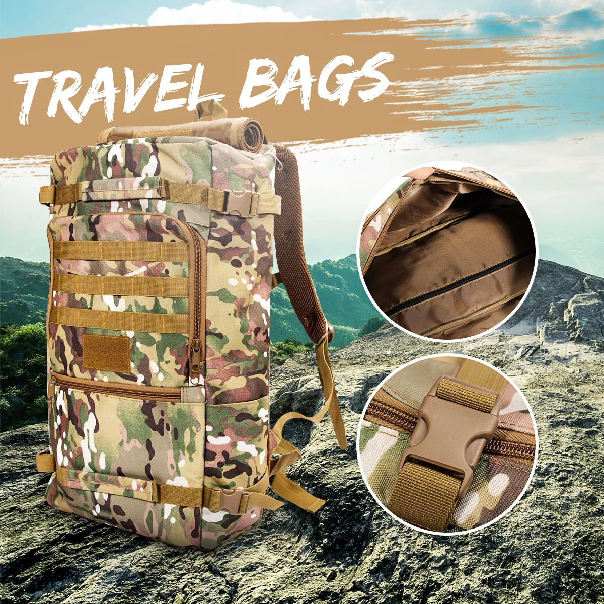 Top 50L Sport Bags molle Large Capacity Men Travel Bag Outdoor