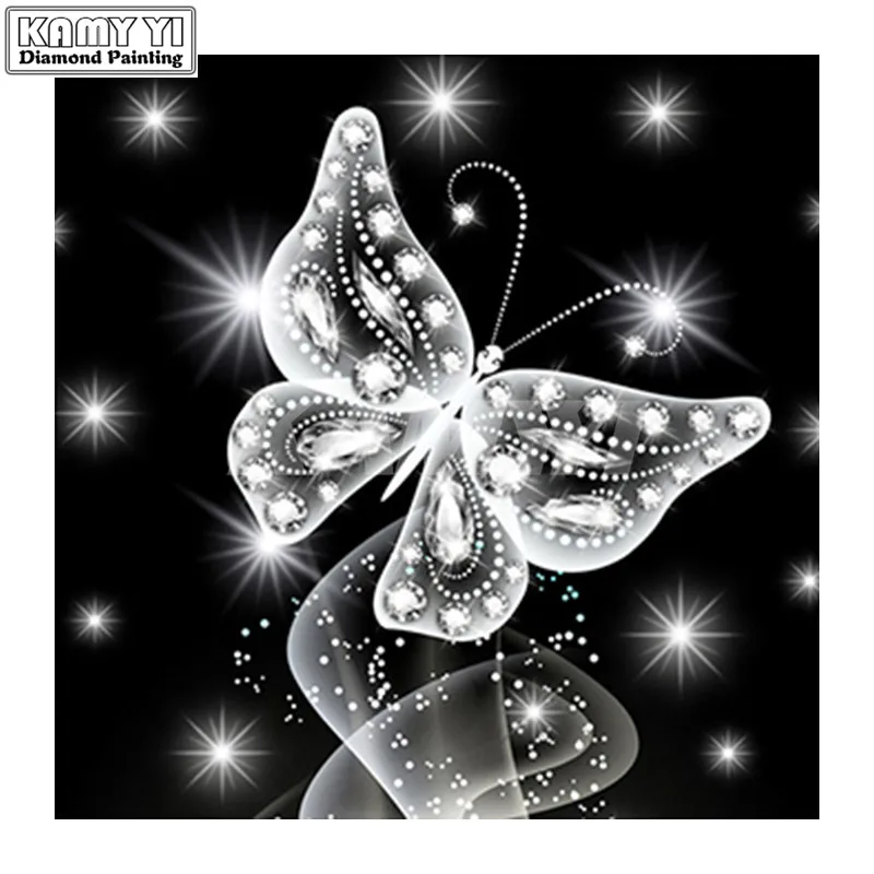 

Full Square Diamond 5D DIY Diamond Painting Black white Butterfly Embroidery Cross Stitch Rhinestone Mosaic_hcr3