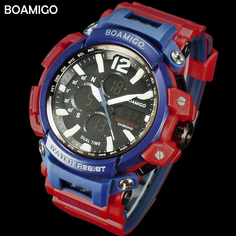 Спорт BOAMIGO спортивные часы Для мужчин лучший бренд класса люкс известный светодио дный цифровые часы мужской часы Для Мужчин Смотреть Relojes