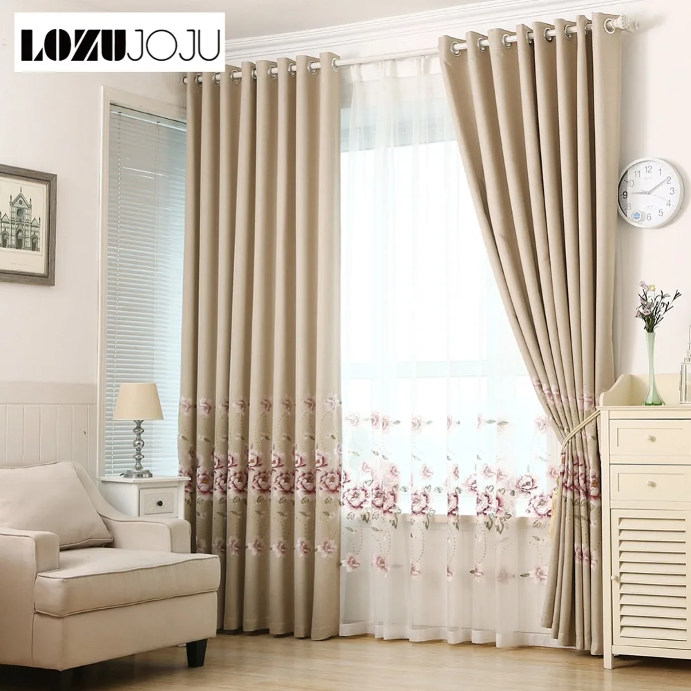 

LOZUJOJU Embroidery European design curtains floral drops for bedroom living room windows elegant decorate panel all match tulle