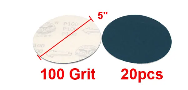 5" Sandpaper Auto Car Paint Polishing Sanding Disc Hook And Loop Fastener 100 Grit 20Pcs