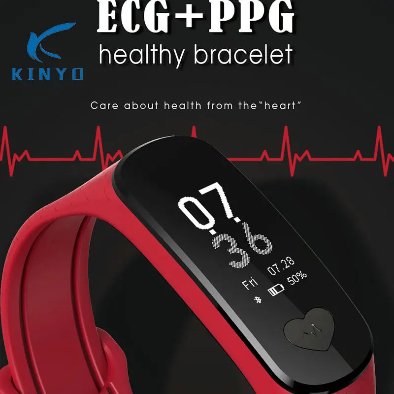 

ECG + PPG health Bracelet Heart Rate Monitoring fitness smart Band Sport Pedometer Fitness Tracker smart wristband for Men Women