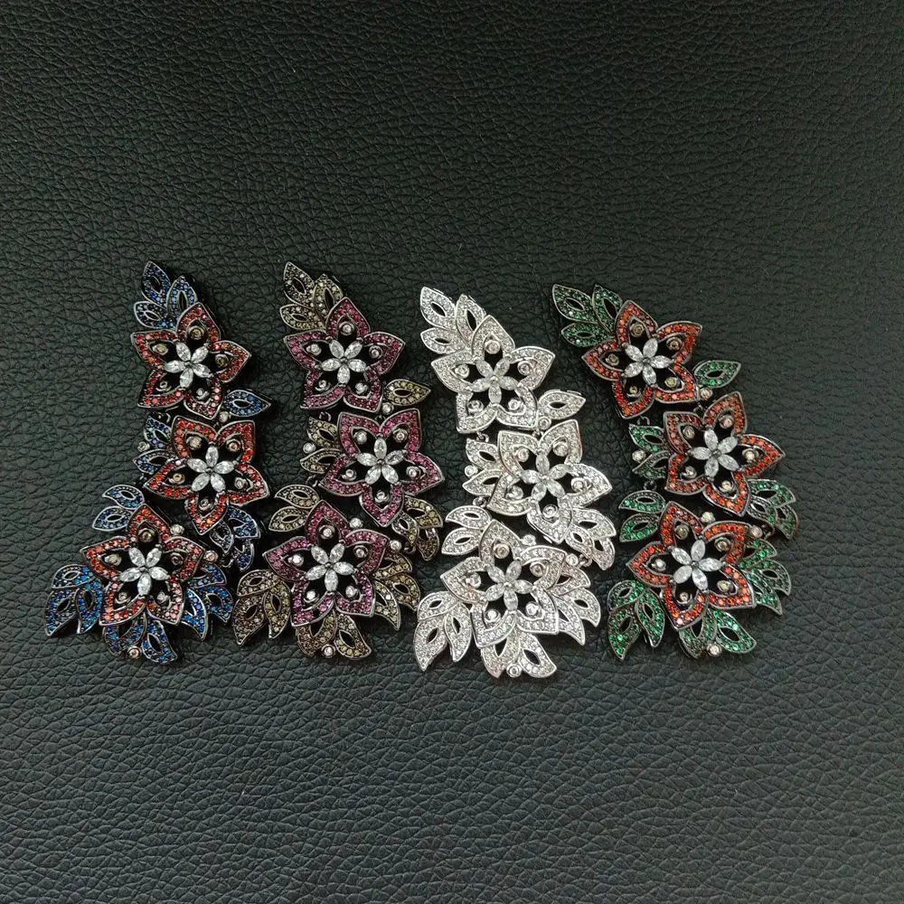 1 шт. 28x63 мм позолоченные Cz микро цветы Разъем/кулон DIY ювелирных изделий
