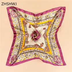 [Zhshwj] 90*90 см великолепные картины шарфа женщин, сезон весна-лето Дамы Декоративные шаль, роскошный большой квадратный шарф, хиджаб