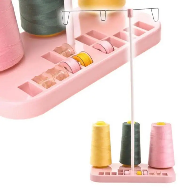 

Pink Thread Spool Support Adjustable 3 Embroidery Thread Spools Holder Stand Sew Quilting for Home Sewing Machine Spool Kit