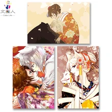 DIY картинки для раскраски по номерам с цветами восторженные девушка земля Бог Taoyuan Нана Рисование Живопись по номерам в рамке дома