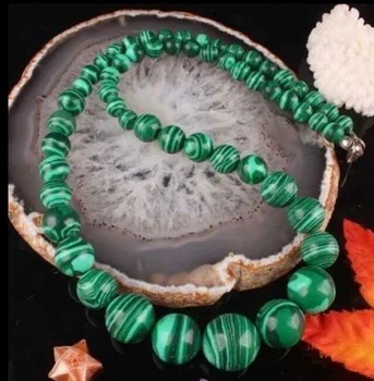 

bjc 0001550 6-14mm Green Malachite Round Turquoise Beads Necklace 17.5inch