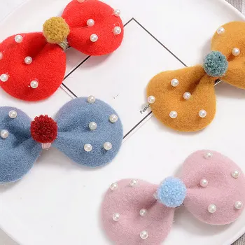 

Imitation Pearl Bow Hair Clips Kids Plush Bow Children Cloth Hair Pin Accessories Headwear