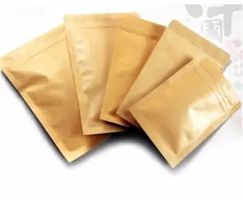 

100 Kraft Paper Doypack Zip Lock Pouch with Aluminum Foil Food Tea Snack Coffee Storage Resealable Ziplock/zipper Bag