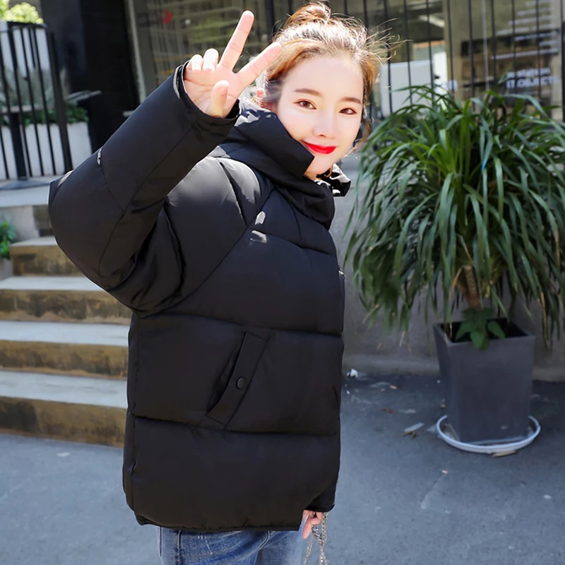 Kawaii Parka Women Bubble Coat Winter Puffer Jacket Short Parka Zipper Thick Hooded Winter Jacket Tops Sherpa Hooded Dwon Coat