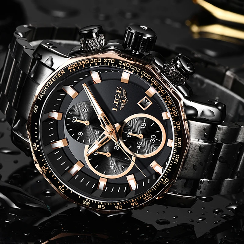 Reloj Hombre 2019 LIGE New Sport Mens Watches Top Brand Luxury Quartz Full Steel Watch Men Military Waterproof Chronograph Clock