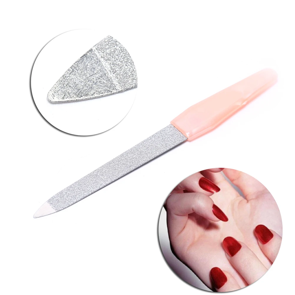 2Pcs/set Nail Polish Surface File Buffer Tool Cuticle Fork Stainless