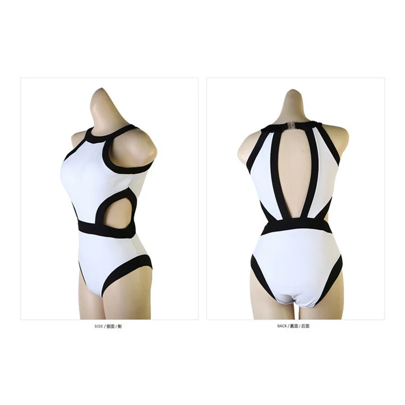 Женский слитный купальник с высоким воротником и открытой спиной|swimwear black|swimwear