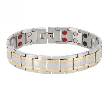 

Healthy Double Row Magnet Stainless Steel Men Jewelry Magnetotherapy Bracelet
