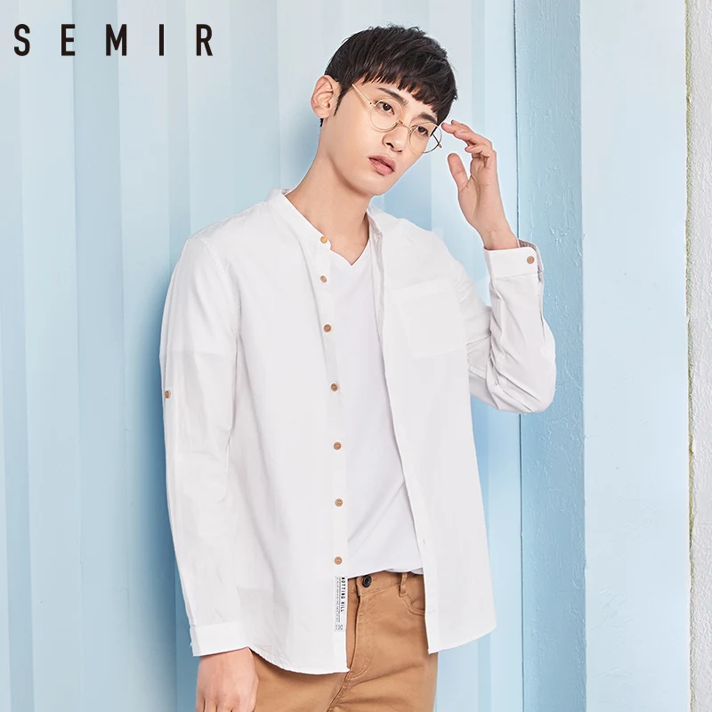 Semir Для мужчин рубашка 2019 новые весенние Мужская Мода Дракон печати Slim Fit