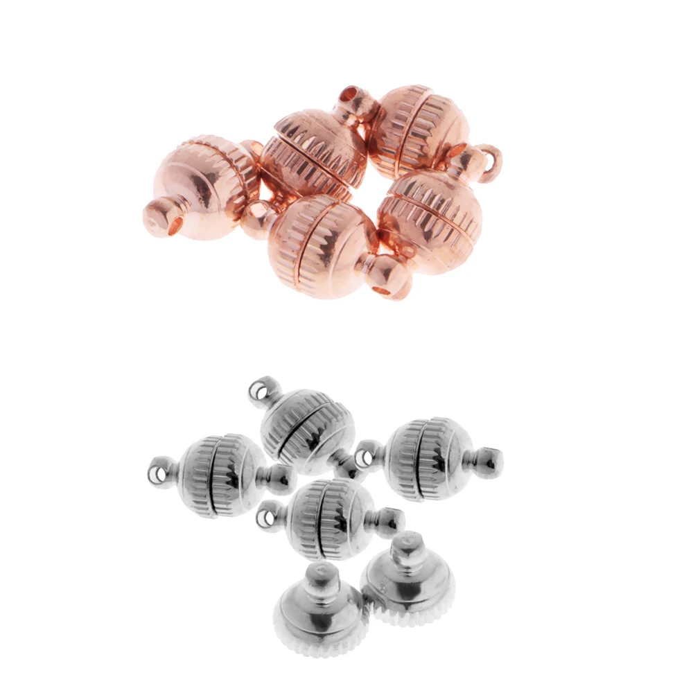 20 Sets Carved Round Ball Beads Magnetic Clasps Jewelry Findings 14x8mm