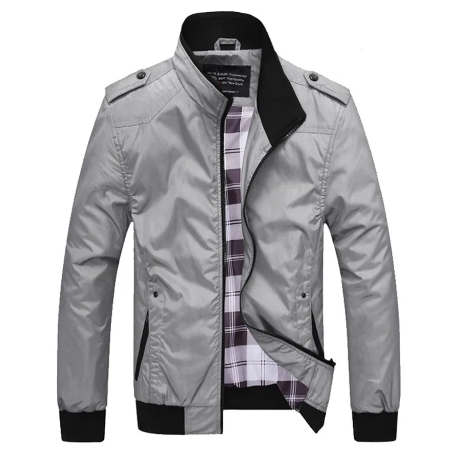 TLZC,, мужская повседневная куртка с воротником-стойкой, размер M-3XL, модные весенние мужские куртки, одноцветные ветровки