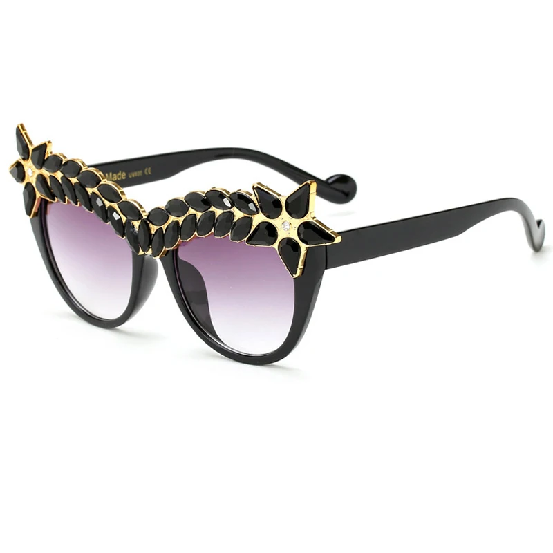ALOZ Платино Брендовая Дизайнерская обувь Для женщин солнцезащитные очки «кошачий глаз» винтажная, брендовая, дизайнерская С кристалалми и стразами большого размера кадр очки Q38 - Цвет линз: C4