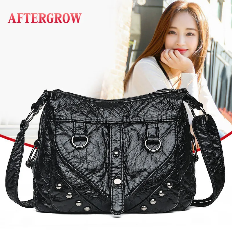 

Autumn Women Shoulder Bag PU Leather Black Messenger Bag Female Contracted Joker Crossbody Handbag Temperament Lady Leisure Bag