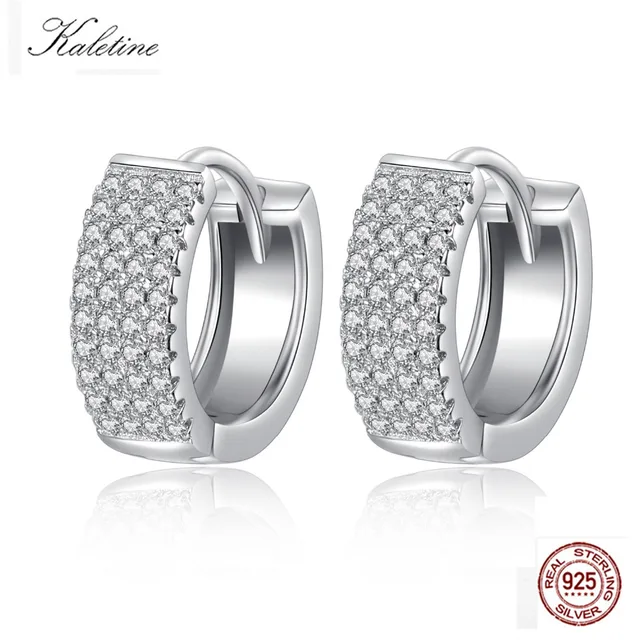 Kaletine Fashion Wedding 925 Sterling Silver Earirngs For Women Kaletine Fashion Wedding 925 Sterling Silver Earirngs For Women Round Cz White Gold Hoop Earrings Luxury