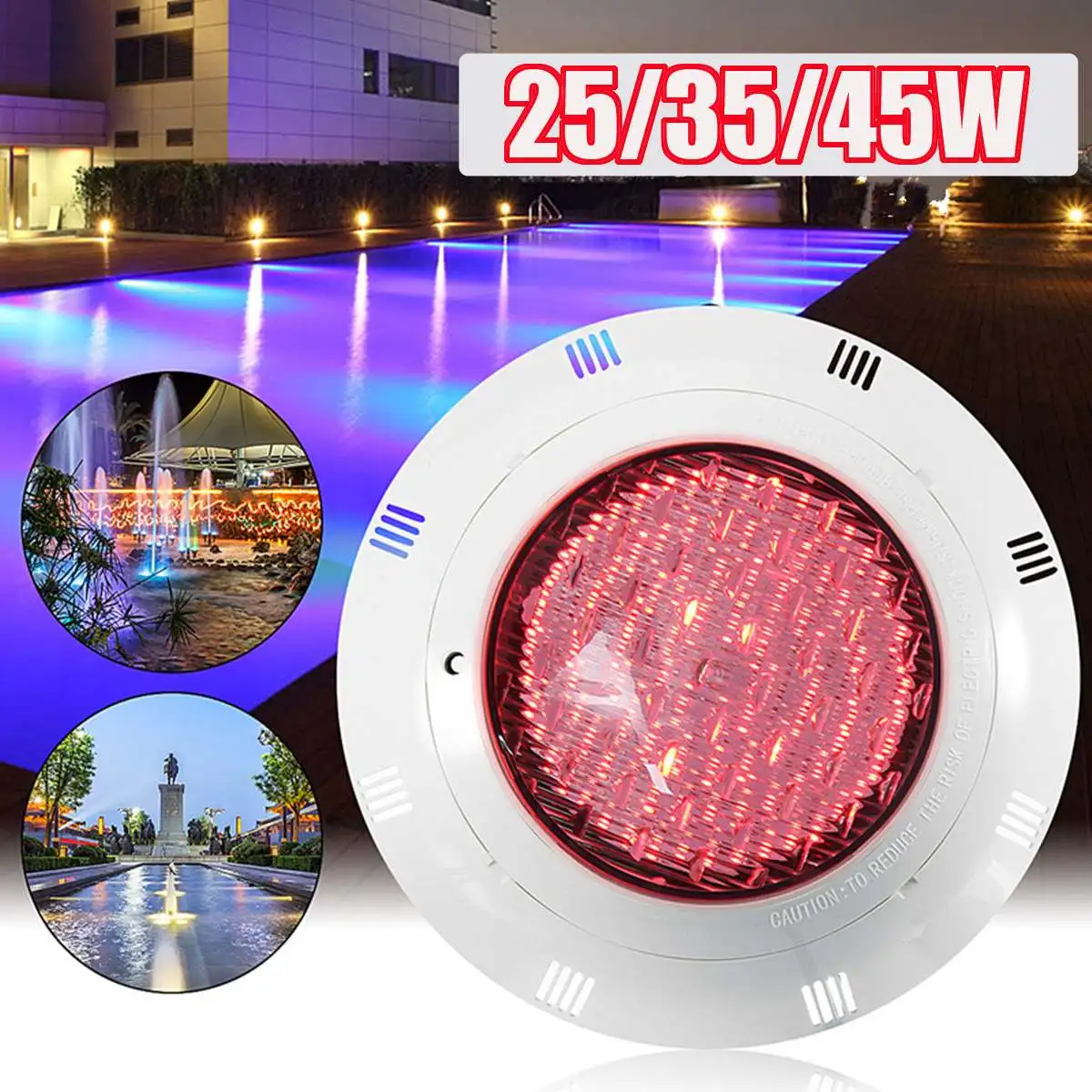 

AC 12V 25/35/45W RGB LED Swimming Pool Underrwater LED Light 7 Color Wall Mounted Pond Lighting + Remote Control