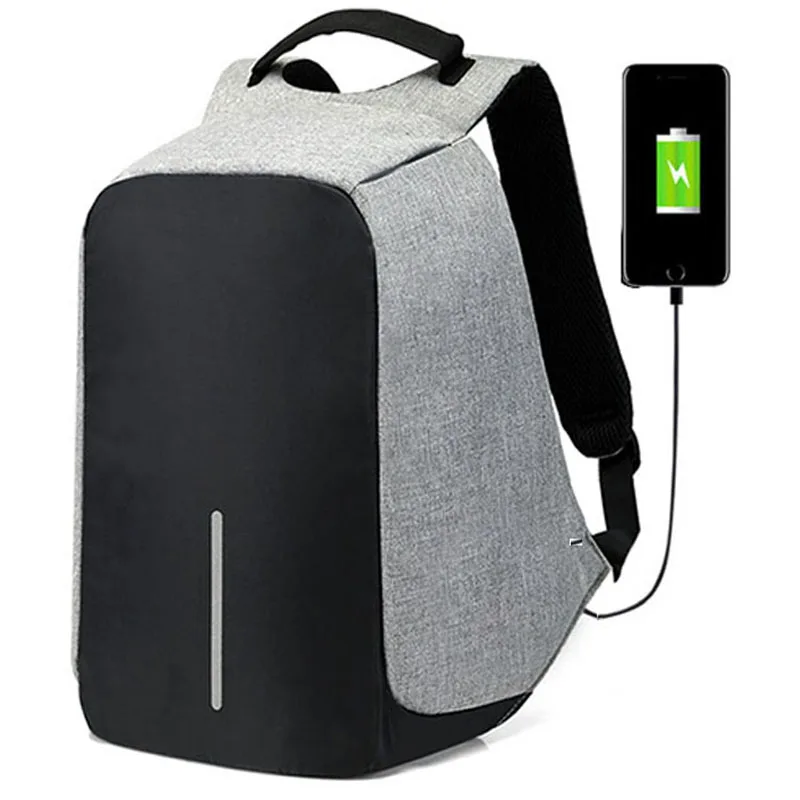 Mochila para ordenador portátil de 15 pulgadas con carga USB antirrobo Mochila de viaje para hombre Mochila escolar impermeable Mochila para hombre