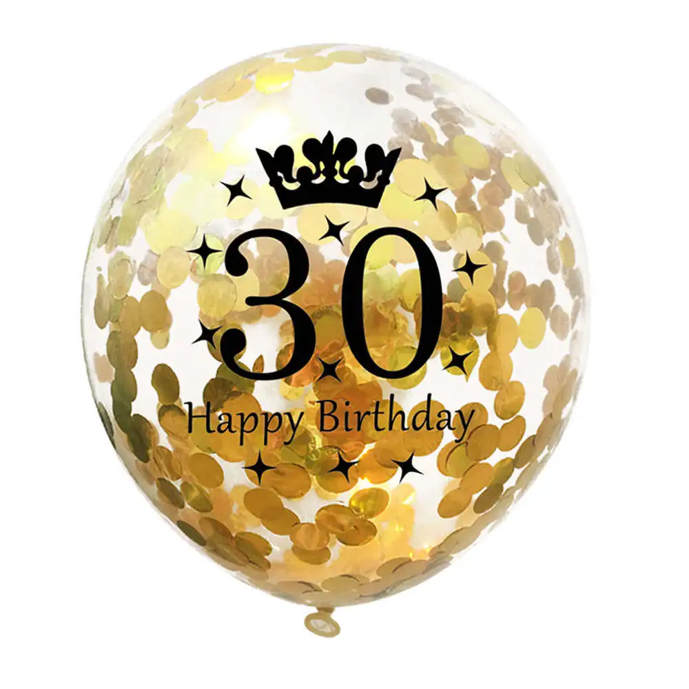 12 ''воздушный шар" Конфетти "s 5x/набор латексные Свадебные украшения для вечеринки, дня рождения, прозрачная Корона 18 21 30 40 50 лет воздушный шар" Конфетти" - Цвет: 30 years old