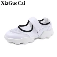 Новинка; Повседневная обувь; женские кроссовки; дышащие туфли на плоской платформе; Модная белая теннисная обувь высокого качества на застежке-липучке для учащихся