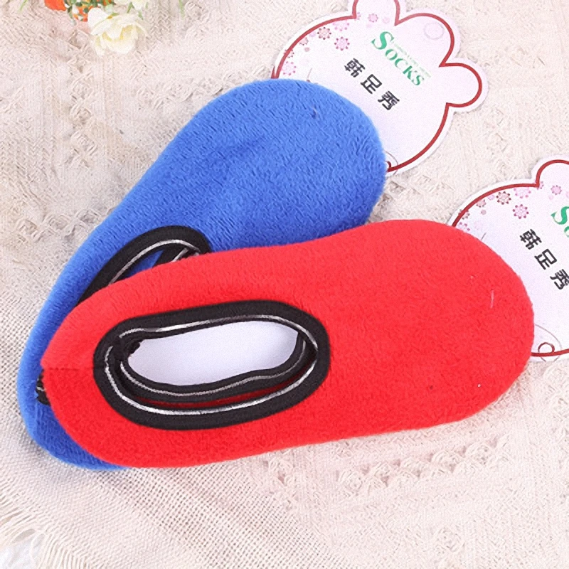 

1 Pair Women Autumn Winter Napping Indoor Floor Non-Slip Socks Velvet Anti-skid Solid Color Short Warm Floor Socks New