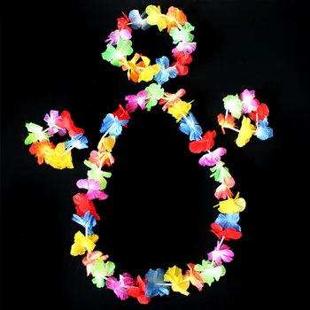 

10pcs Hawaiian Festival Garland Artificial Necklace Headpiece Bracele Party Supplies Beach Fun Wreath DIY Gift Decoration String