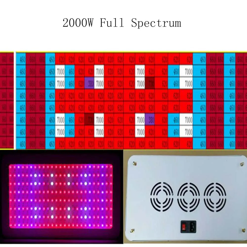 Светодиодный Grow светильник 600W 1000W 1200W 2000W полный спектр завод светильник для Крытый посева тент для теплицы цветок Фито лампа