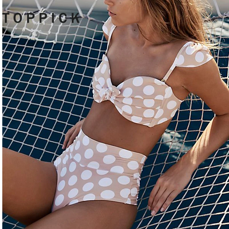 

Swimwear Women High Waist Bikini Push Up Bikini 2018 Dot Floral Print Swimsuit Women Bathing Suit Women Bikinis Women Biquini