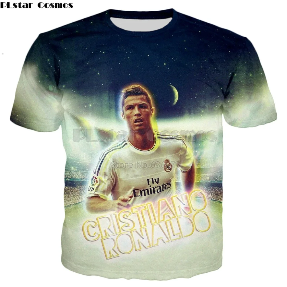 

PLstar Cosmos Brand T-shirt 2018 summer New Fashion Mens 3d t shirt Ronaldo character Printed Men/Women Cool Casual Tee shirts
