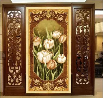 

Custom photo 3d wallpaper Non-woven mural picture European leaf flower porch flowers wallpaper mural wall paper