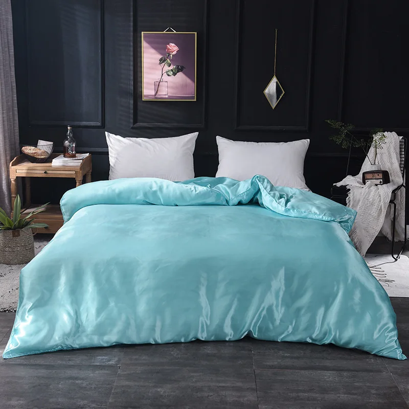 1pcs Ice Silk Duvet Cover Seamless Luxury Various styles queen king quilt Cover free shipping - Color: SL