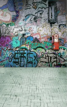 

Vinyl computer printed Photography Background Street Bricks Graffiti Doodles Wall backdrop for photo studio