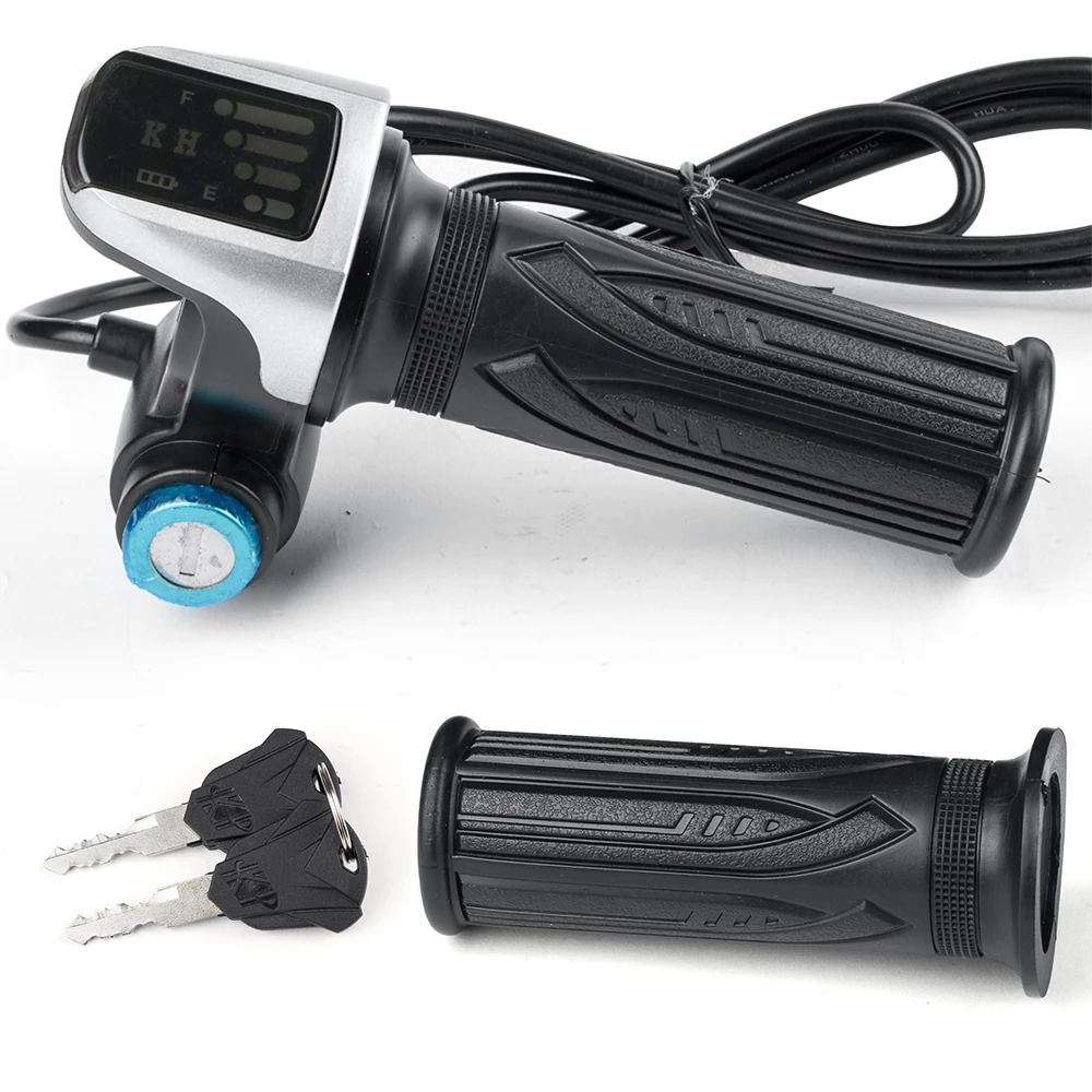 

KUNRAY 36V LCD Display Screen Throttle, Handlebar Twist Grip Accelerator, With Ignition Key Power Lock Battery Indicator Ebike