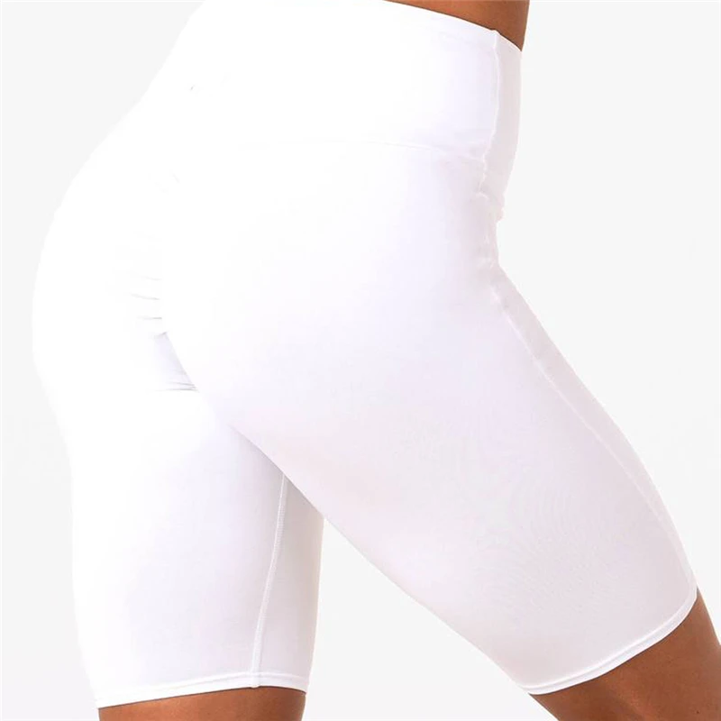 Новинка, женские спортивные шорты для фитнеса, высокая талия, велосипедные шорты, женские мягкие тянущиеся шорты, повседневная одежда для тренировок, летняя - Цвет: Белый