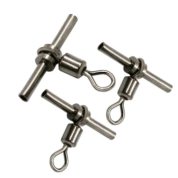 

50PCS/Lot Brass Head And Tube T-shape Cross-Line 3 Way Rolling Swivels 1# 3# 5# 7# 10# 12# Fishing Terminal Tackle Swivels
