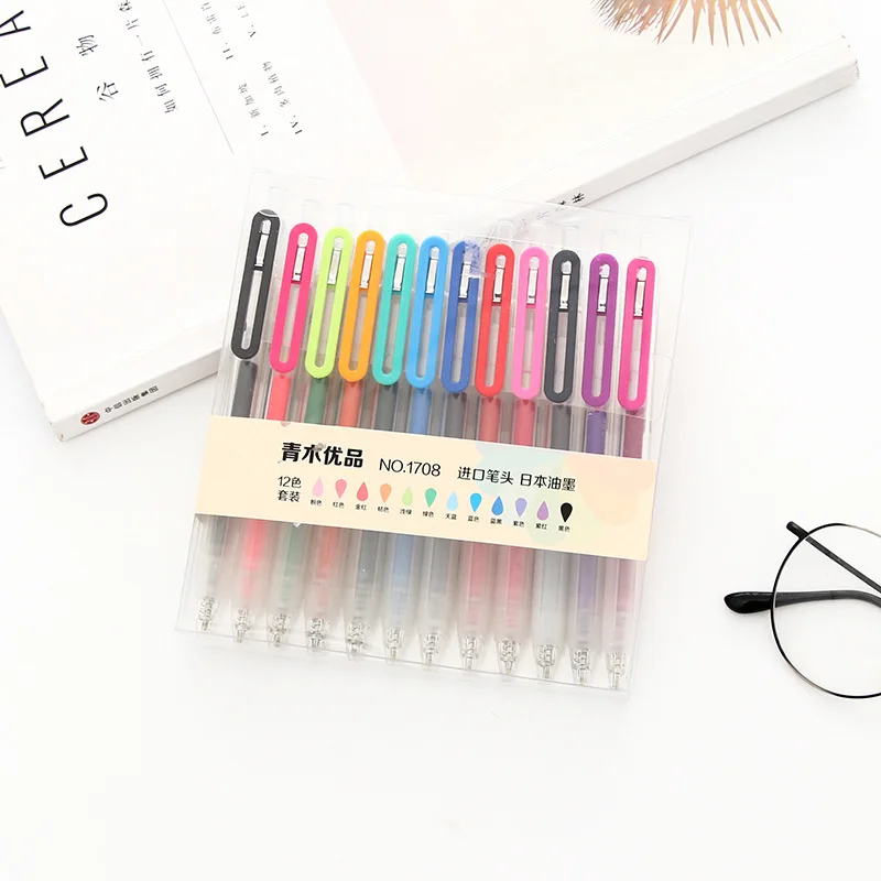 

12 pcs/set Gel pen new student Multicolor Graffiti Pen girl 12 Color Set mark Pen 0.7mm gift for kids Office Stationery Pen
