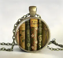 New Valentine Day Gifts Library Books Necklace Vintage Book Art Photo Jewelry Glass Pendants Link Chain Gift For Book LoversHZ1