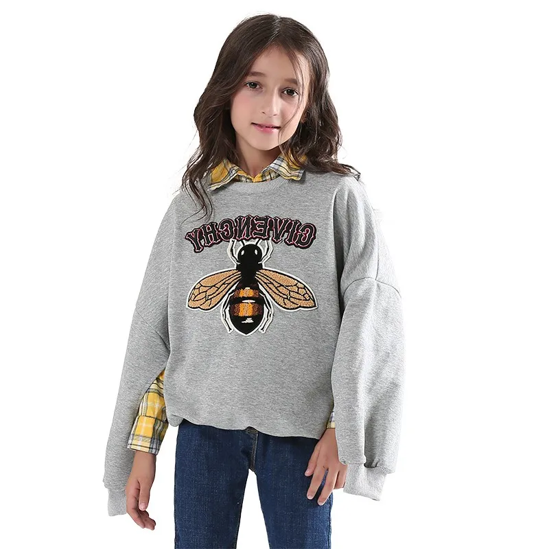 

Teenage Girls Clothing Hoodie Suits Two Pieces Long Sleeve Plaid Blouse + Sweatshirt Fashion Kids Girls Clothing Sets 10 12 14