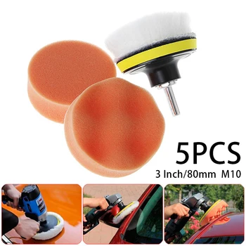 

5pcs/set 3Polishing Buffing Waxing Pad Kit & M10 Drill Bit For Car Car Polisher