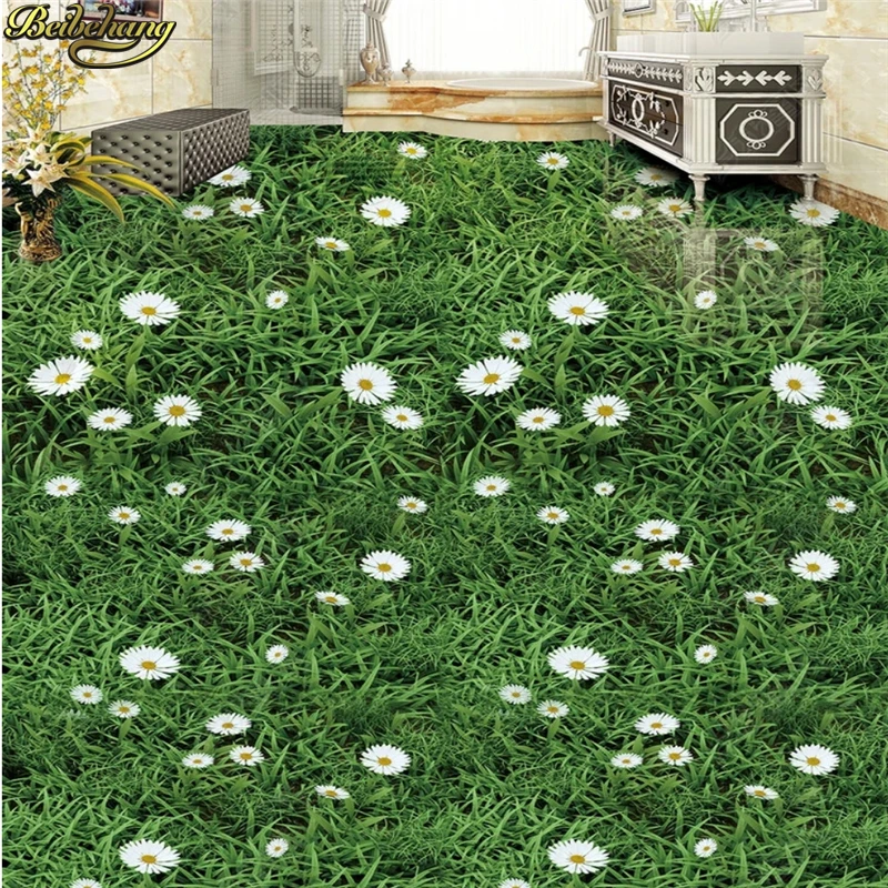 beibehang Custom Photo Wallpaper Floor Painting Plant Flower Green Grass Grassland 3D Floor Painting wall papers home decor