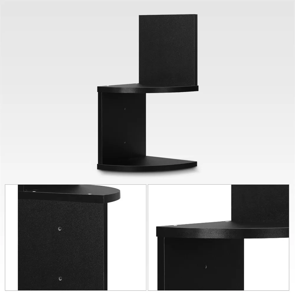 Finether 2-Tier Zig Zag Floating Wall Corner Shelf Unit Wall Mounted Shelving Bookcase Storage Display Organizer 8