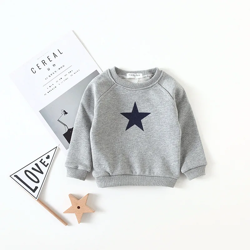 Kopen Kids Baby Jongens Sweatshirts Star Gedrukt Met Lange Mouwen O hals Tops Herfst T shirt Kleding kinderen Katoen Hoodies Kostuum