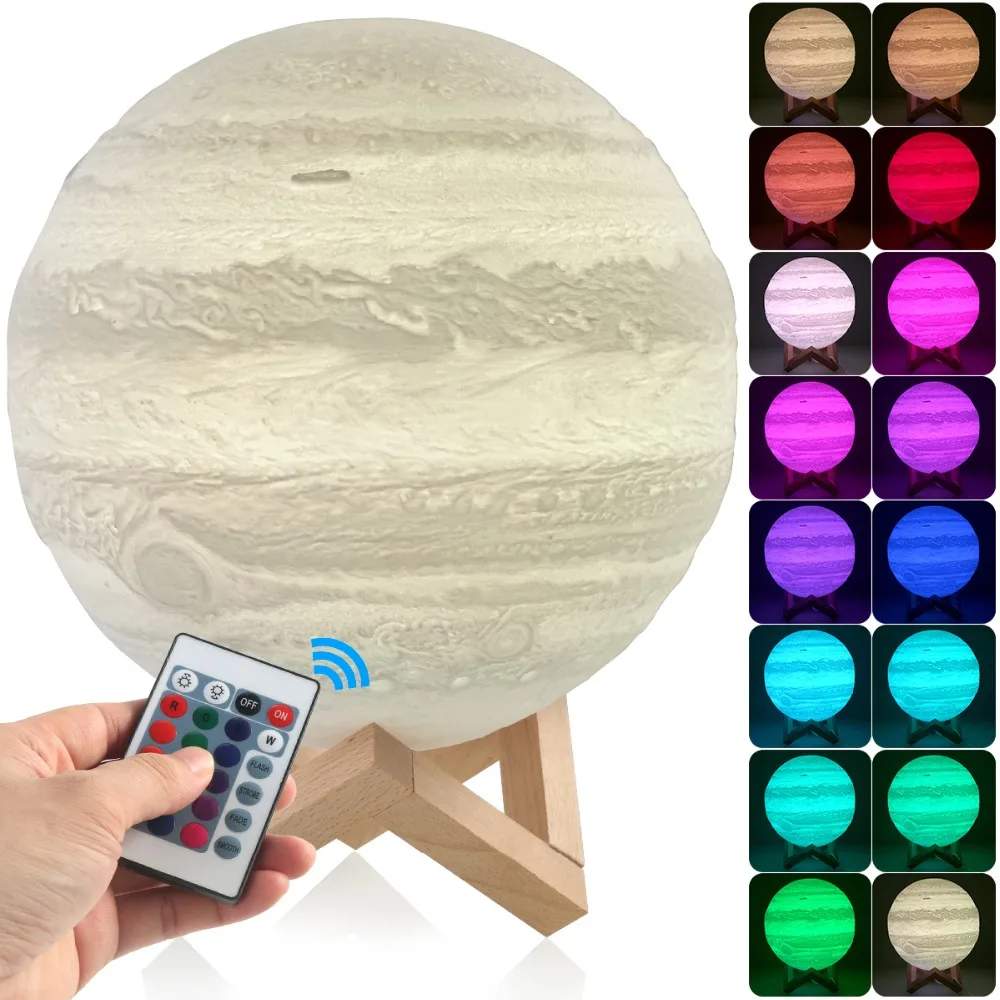Светодиодная лампа 3D Moon/Jupiter/Earth перезаряжаемая 16 цветов|Статуэтки и миниатюры| |