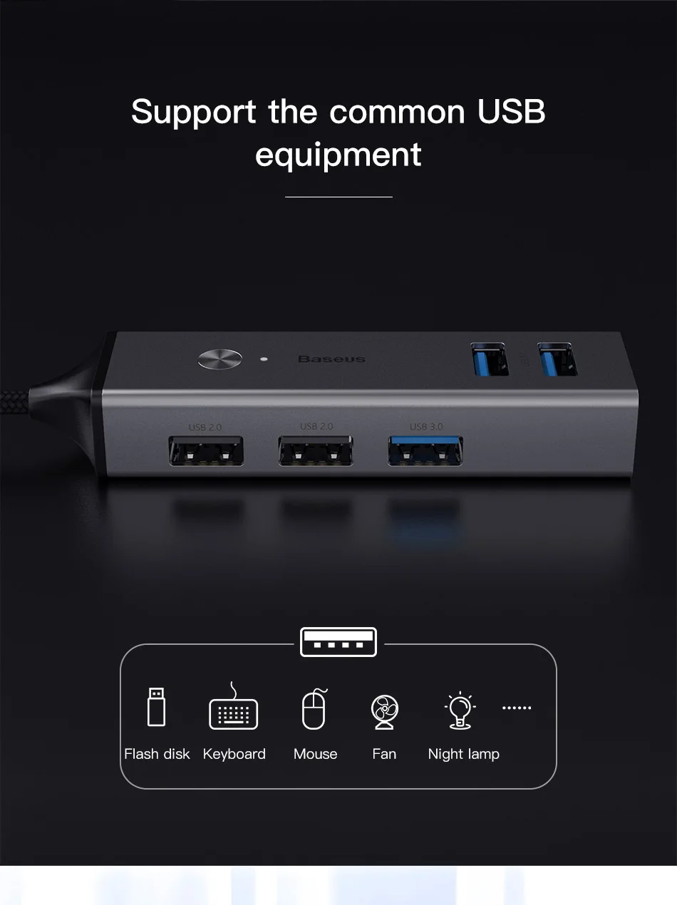 Baseus 5 портов USB C концентратор USB 3,0 OTG концентратор USB Высокоскоростной разветвитель 5 Гбит/с для Macbook компьютера ноутбука type C концентратор USB 2,0 адаптер