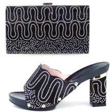 Italy ladies Shoes And Bag Set Women High Heel Shoe African Shoes And Matching Bags Italian Shoes And Bag Set Black CT16-55